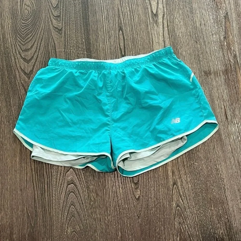 New Balance Running Shorts Elastic Waist Built-In Compression Blue Size Medium